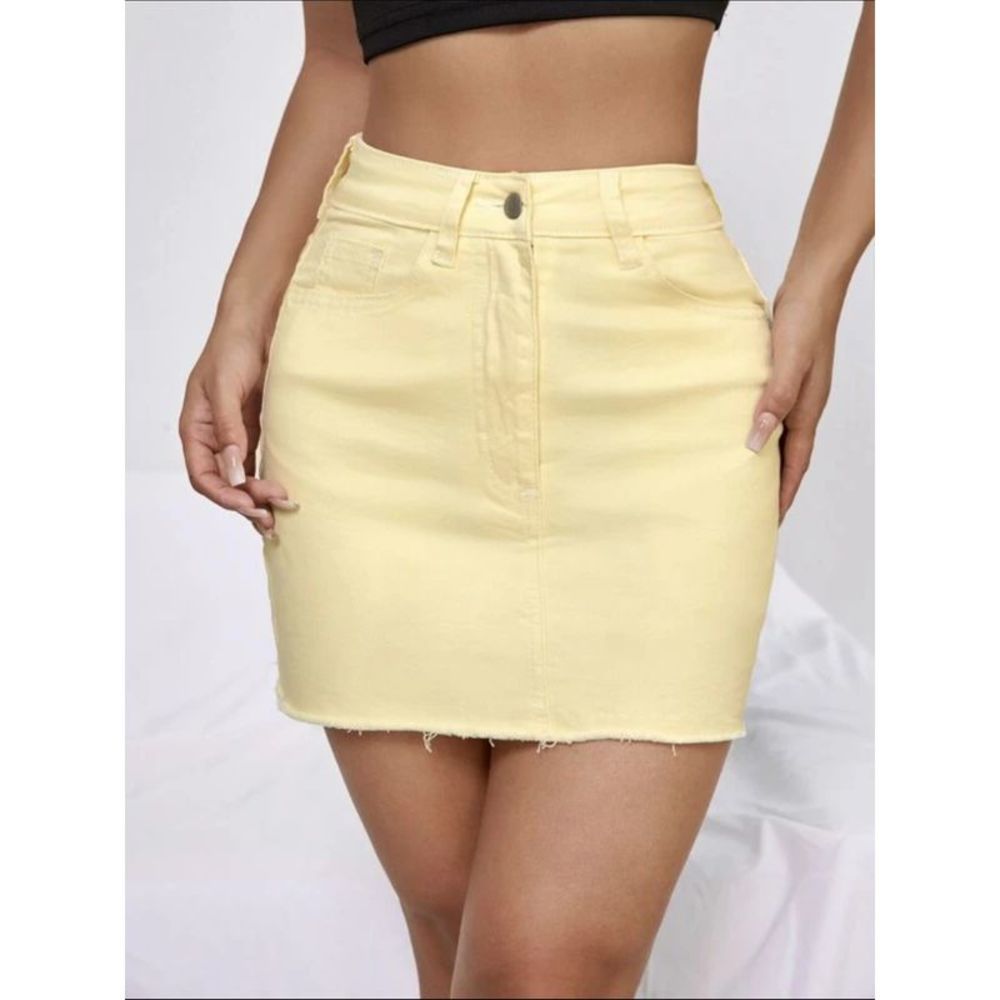 Jen 7 By 7 For All Mankind Womens Yellow Colored Denim Pencil Skirt 2